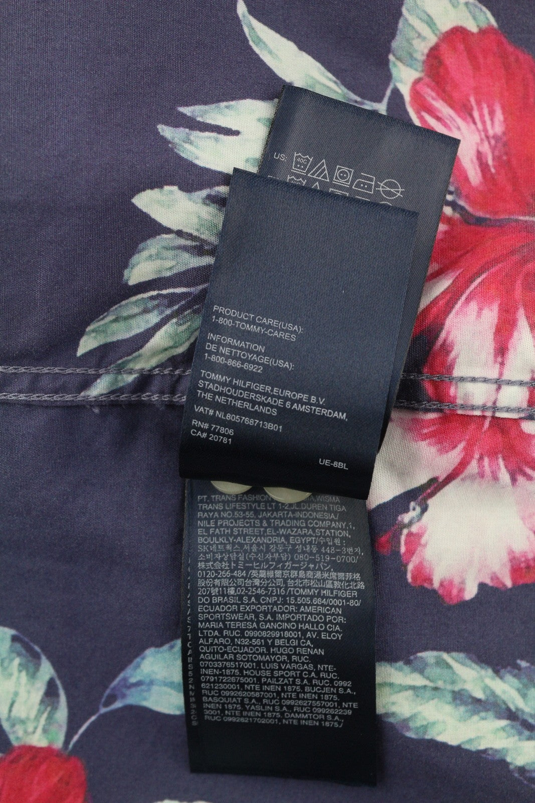 TOMMY HILFIGER New York Fit Men Shirt S Casual Roll-Up Button-Down Neck Floral