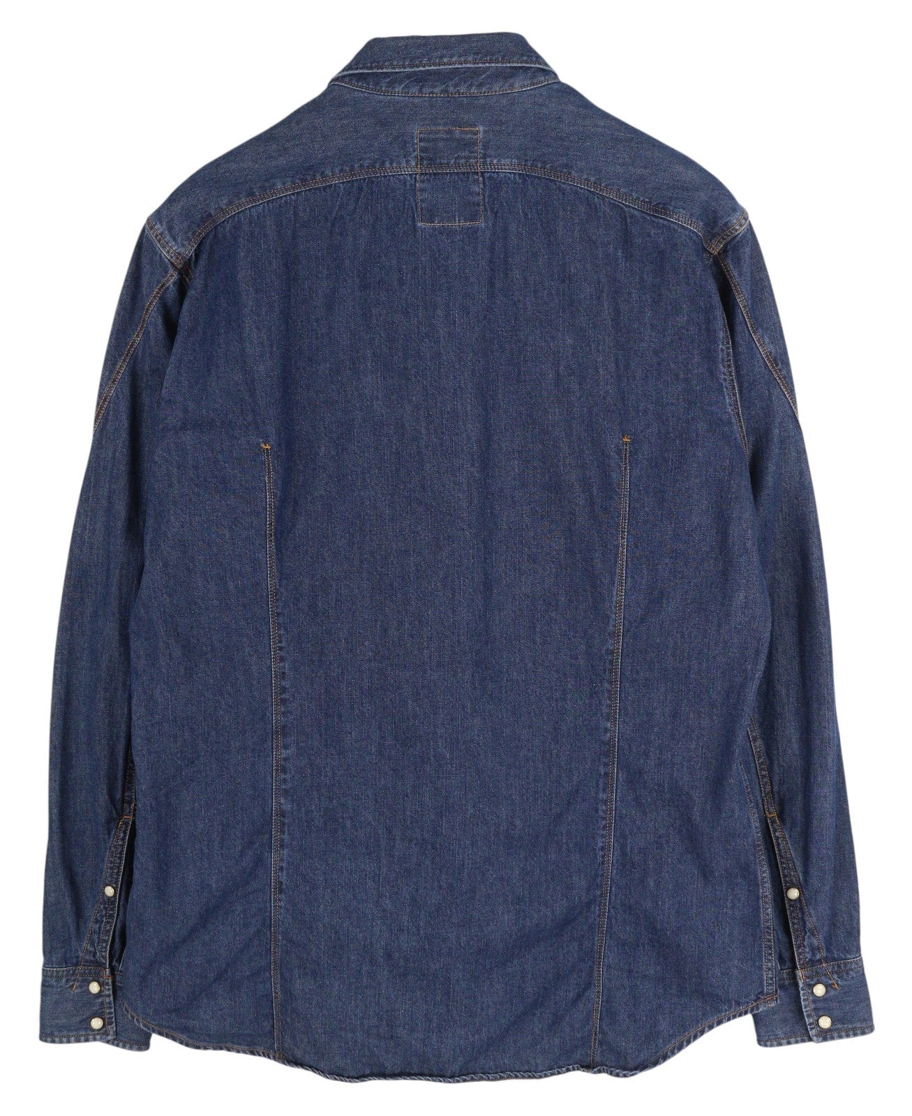 G-STAR Arc 3D L/S Men Shirt XL Denim Blue Snap Buttons Spread Neck Patch Pockets