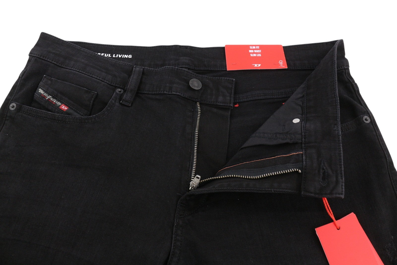 DIESEL 2019 D-Strukt 0TFAS Mens Jeans W34/L30 Stretchy Slim  Mid Waist Black