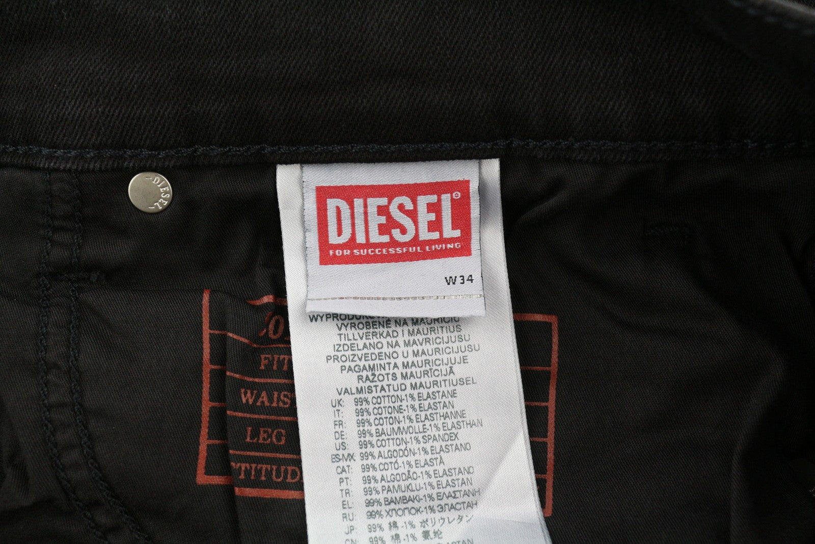 DIESEL 2019 D-Strukt 0TFAS Mens Jeans W34/L30 Stretchy Slim  Mid Waist Black