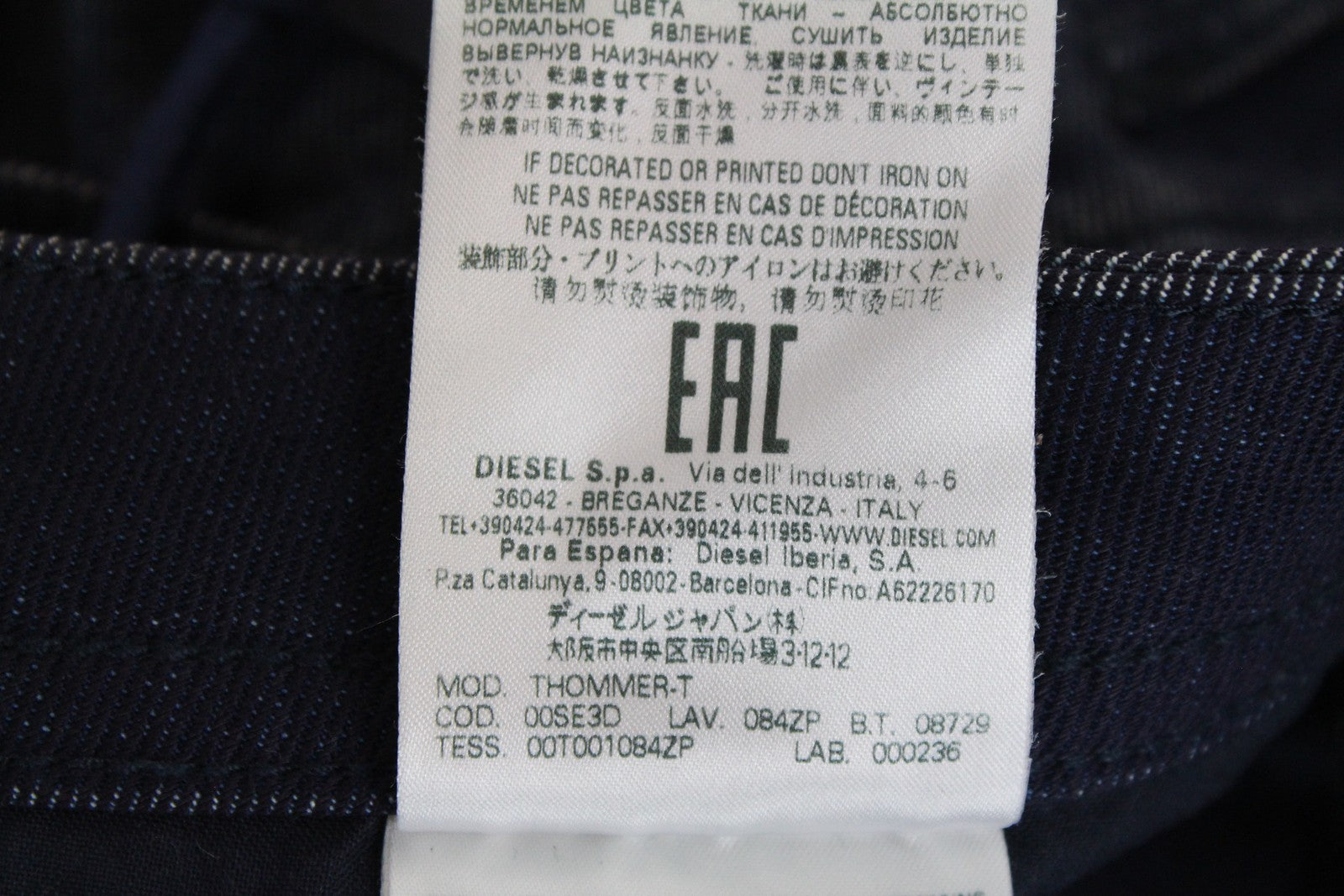 DIESEL Thommer-T 084ZP Men's Jeans W27 Sweat Jogg Slim Blue Stretch Washed