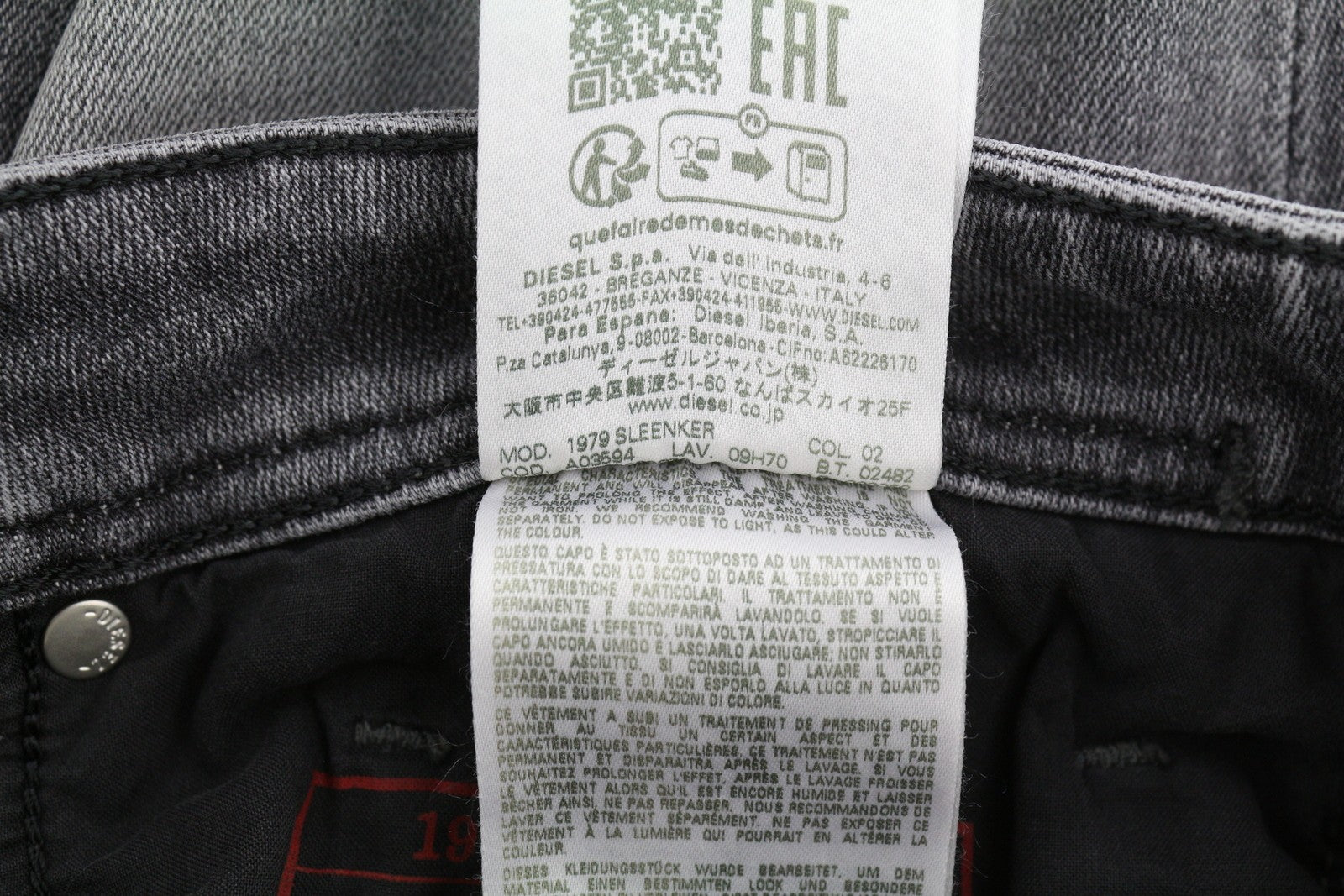 DIESEL 1979 Sleenker 09H70 Men Jeans W36/L32 Low Waist Skinny Grey RRP€250