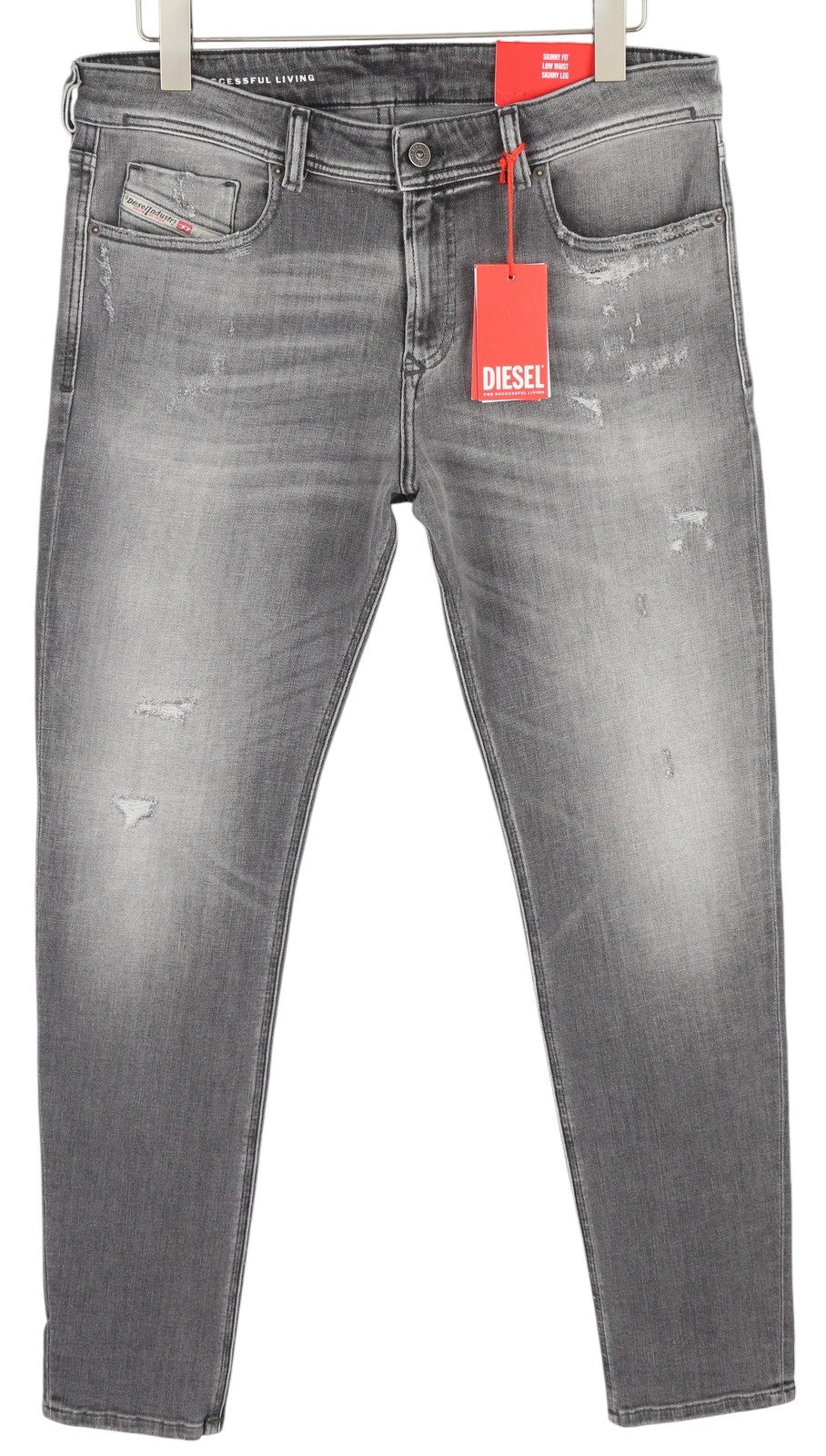 DIESEL 1979 Sleenker 09H70 Men Jeans W36/L32 Low Waist Skinny Grey RRP€250