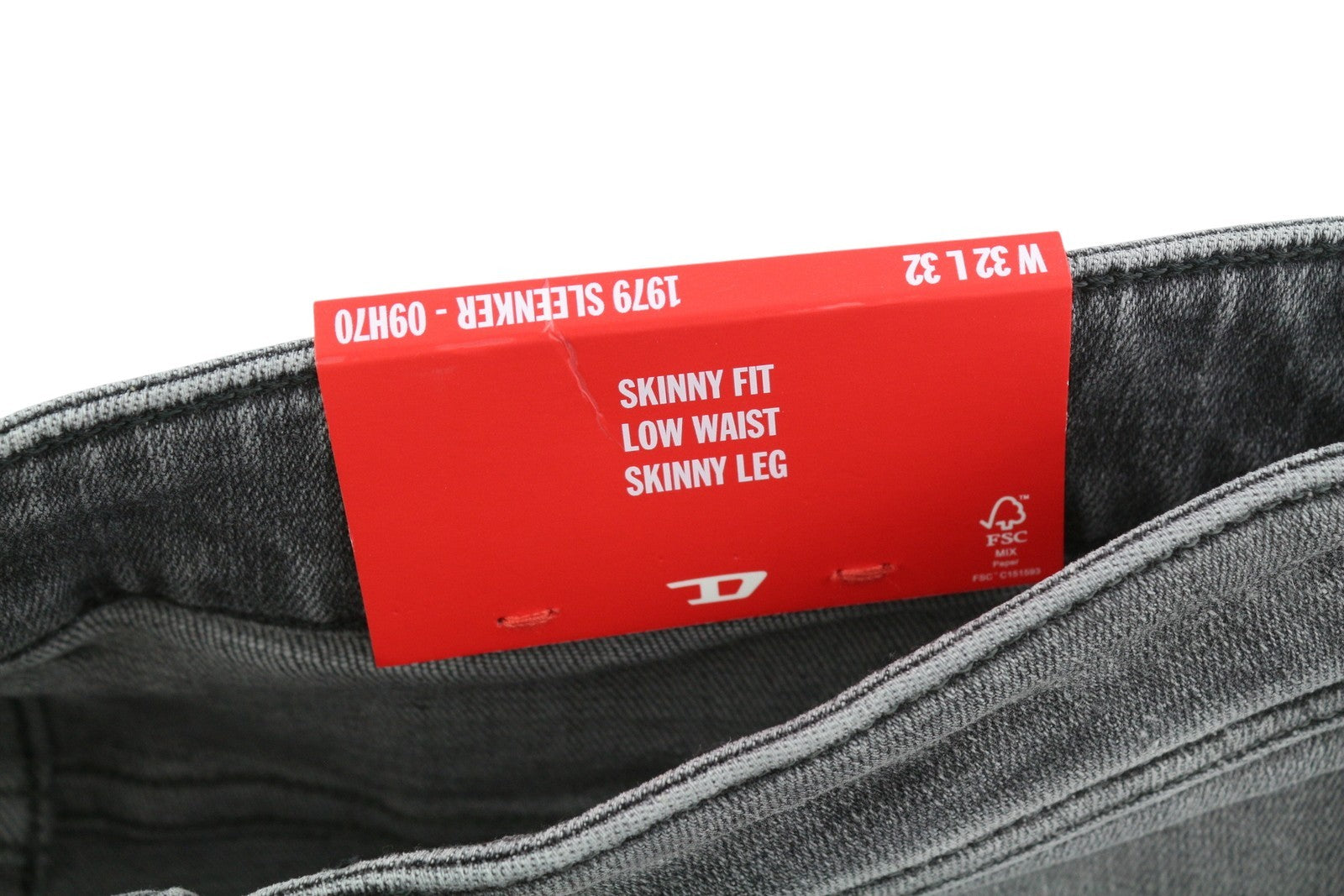 DIESEL 1979 Sleenker 09H70 Men Jeans W32/L32 Low Waist Skinny Grey RRP€250