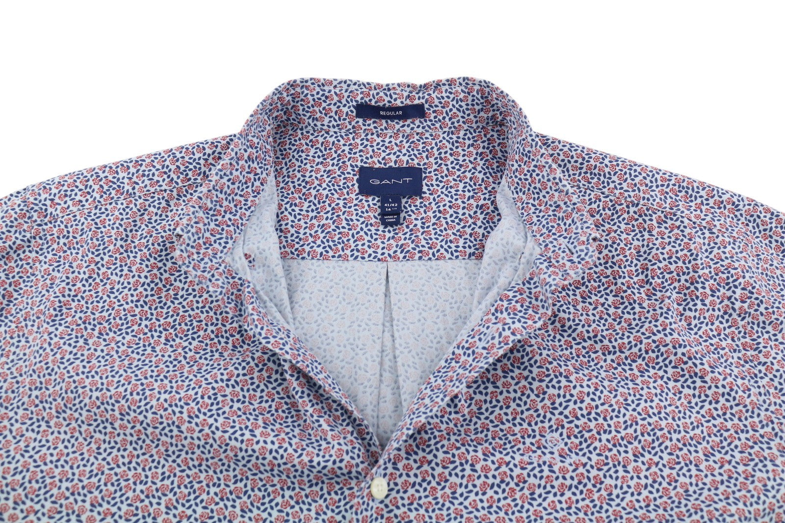 GANT Men Shirt L Casual Button Down Neck Floral Pattern Regular Fit Long Sleeve