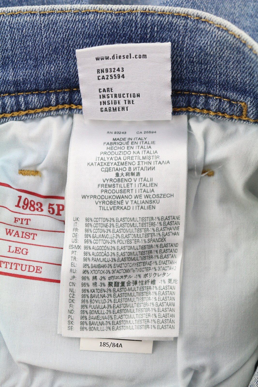 DIESEL 1983 D-AMNY 09C01 Mens Jeans W32/L32 High Waist Skinny Blue RRP195