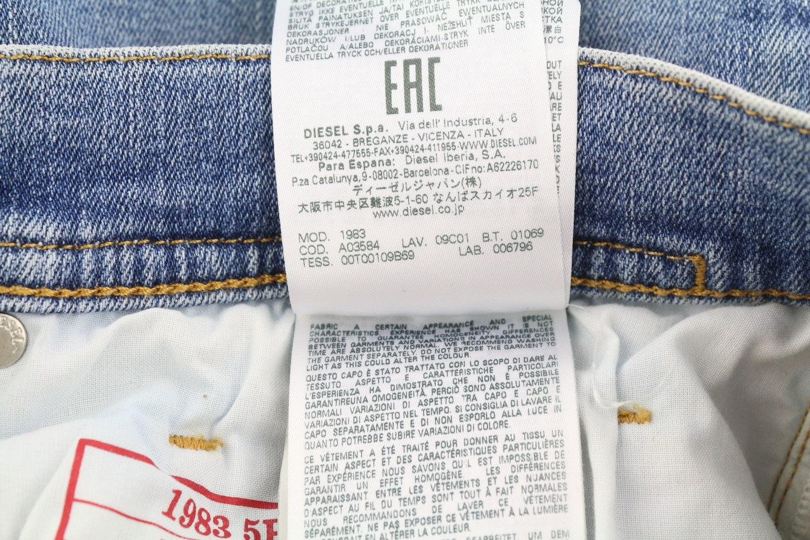 DIESEL 1983 D-AMNY 09C01 Mens Jeans W32/L32 High Waist Skinny Blue RRP195