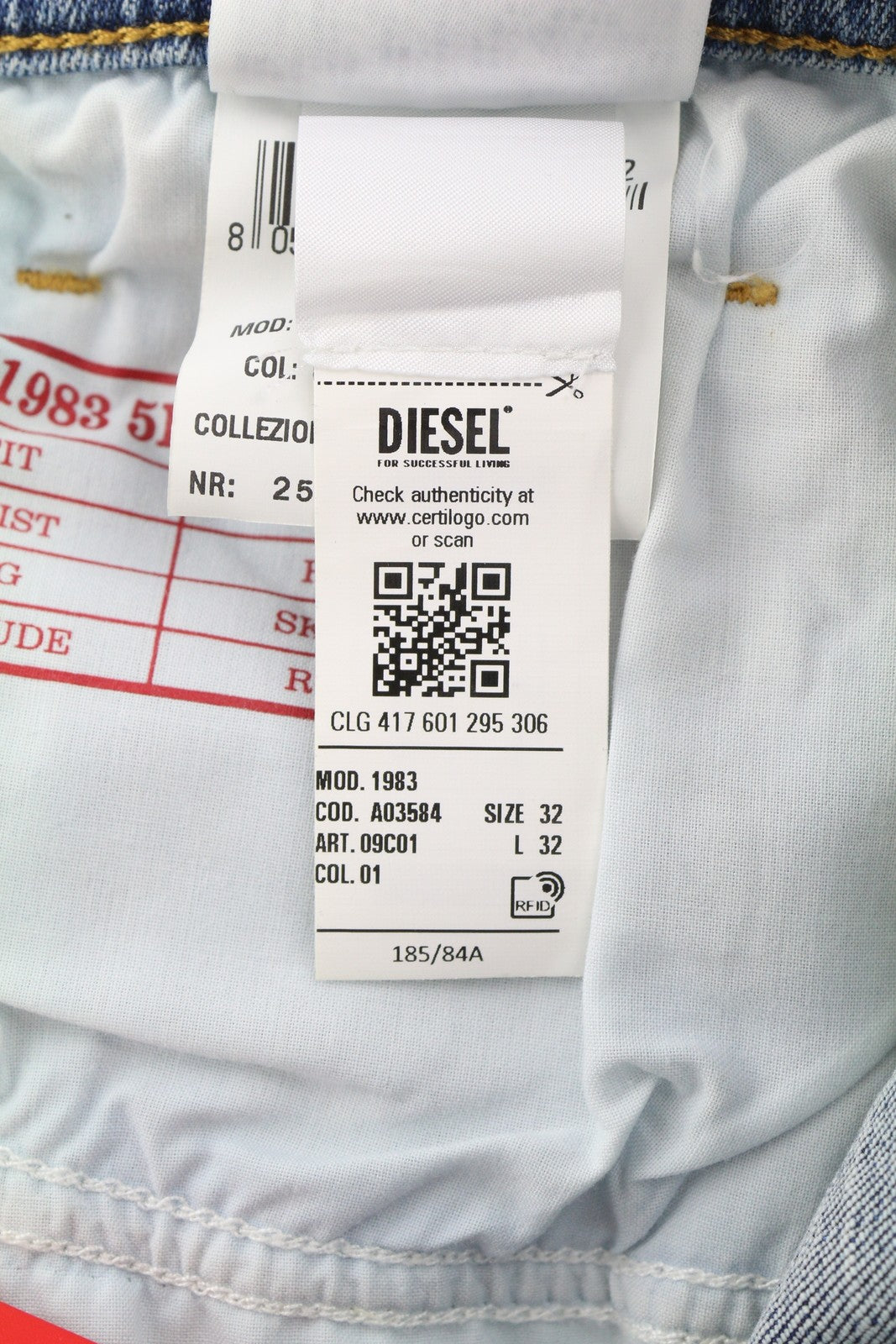 DIESEL 1983 D-AMNY 09C01 Mens Jeans W32/L32 High Waist Skinny Blue RRP195