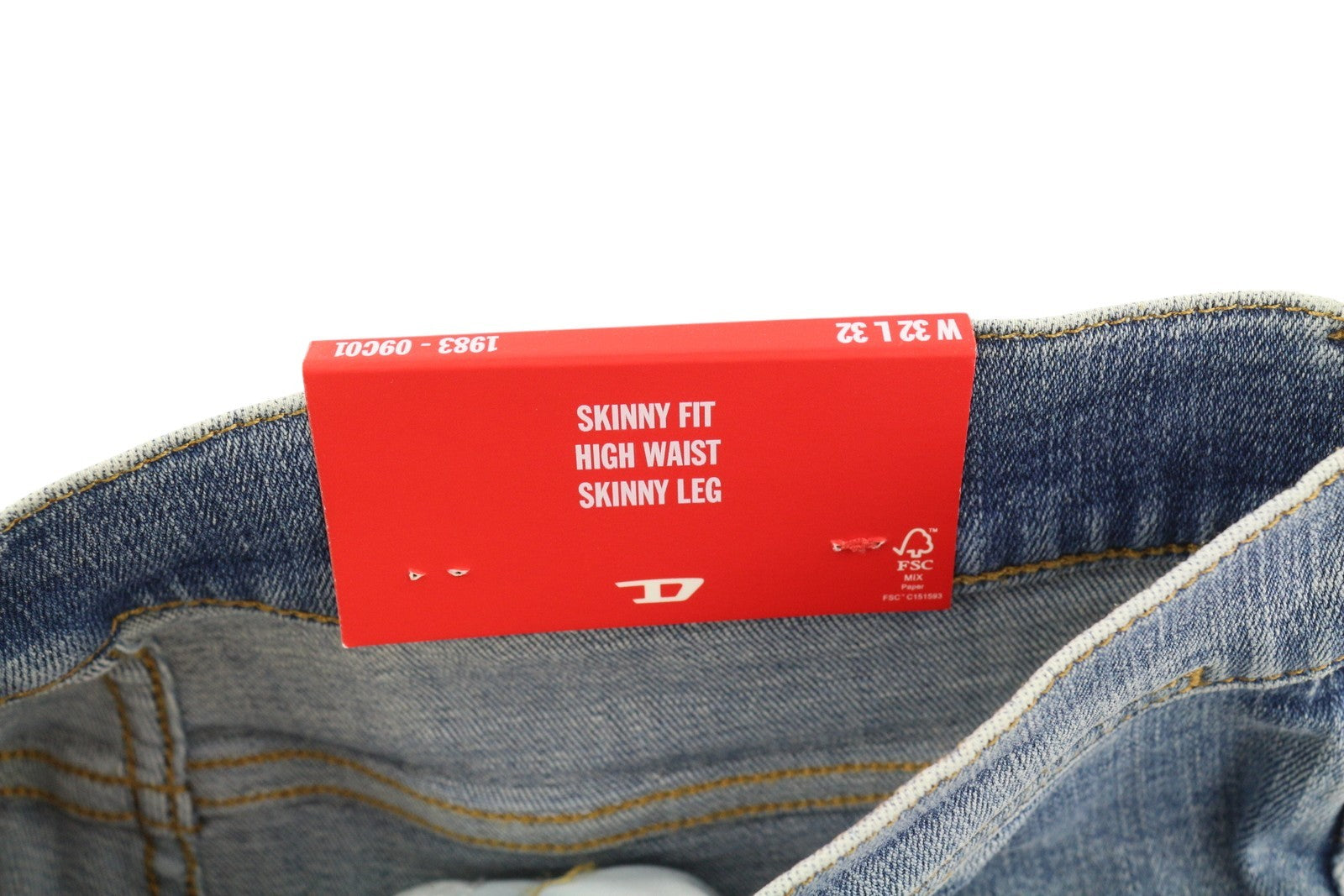 DIESEL 1983 D-AMNY 09C01 Mens Jeans W32/L32 High Waist Skinny Blue RRP195