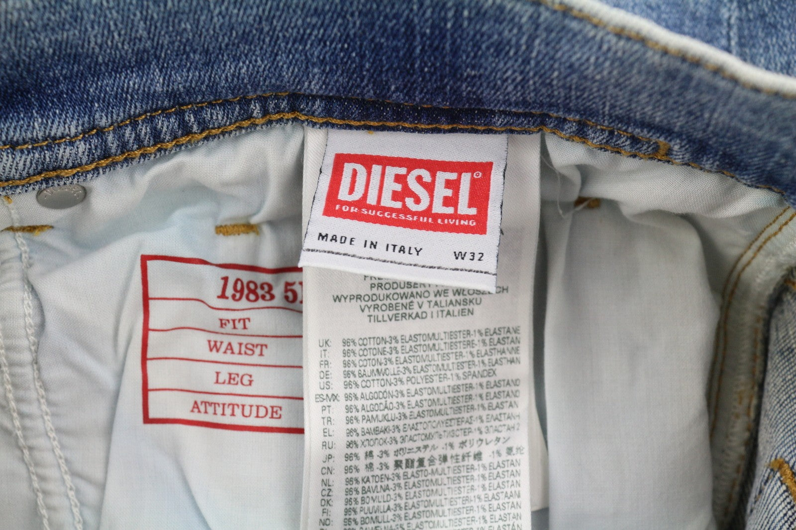DIESEL 1983 D-AMNY 09C01 Mens Jeans W32/L32 High Waist Skinny Blue RRP195