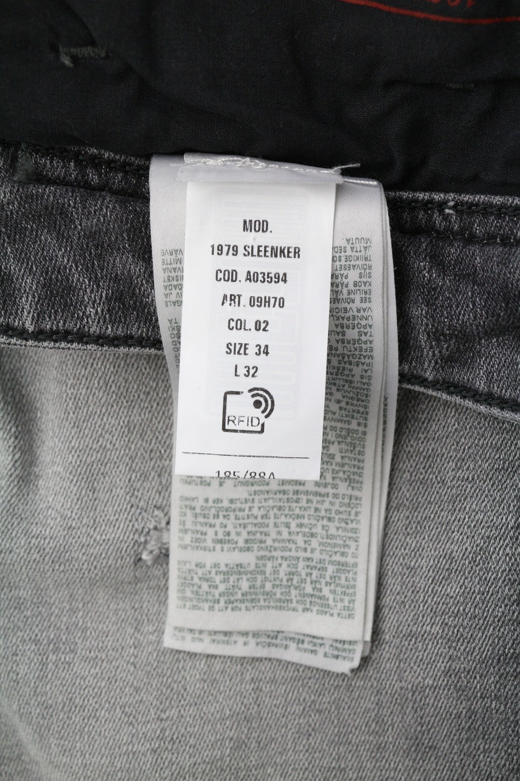 DIESEL 1979 Sleenker 09H70 Men Jeans W34/L32 Low Waist Skinny Grey RRP€250