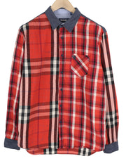 DESIGUAL Men Shirt XL Casual Buttoned Spread Neck Plaid Pattern Patch Pocket