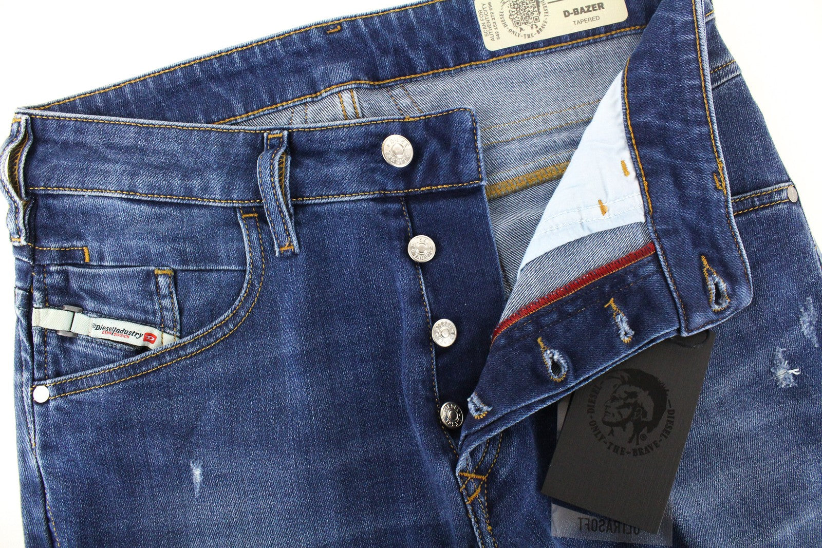 DIESEL D-Bazer 083AZ Men's Jeans W27/L32 Tapered Blue Cotton Stretch Washed