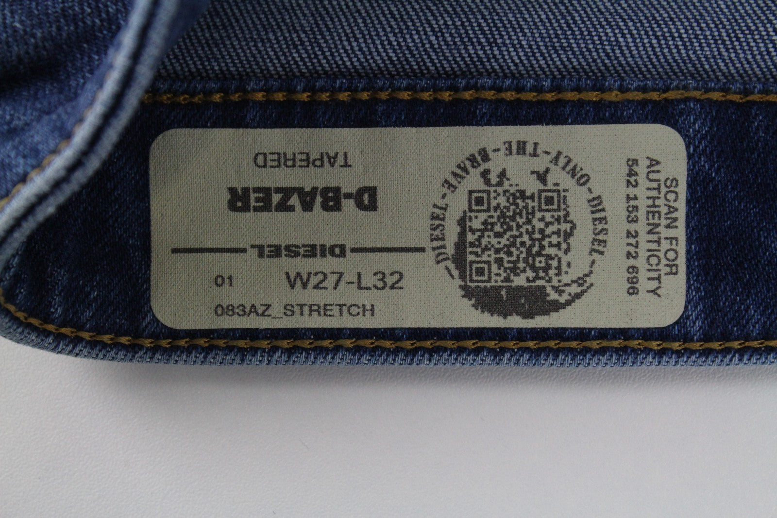 DIESEL D-Bazer 083AZ Men's Jeans W27/L32 Tapered Blue Cotton Stretch Washed