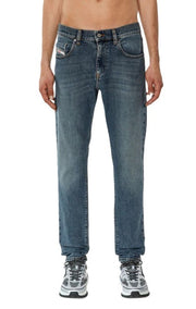 DIESEL 2019 D-Strukt 09F74 Men Jeans W34/L30 Washed Denim Blue Slim Zip RRP€175