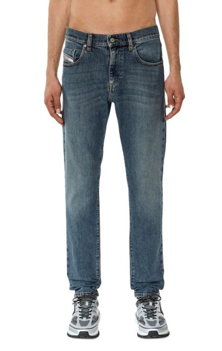 DIESEL 2019 D-Strukt 09F74 Men Jeans W34/L30 Washed Denim Blue Slim Zip RRP€175