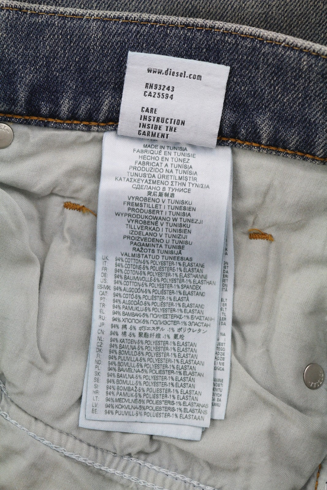 DIESEL 2019 D-Strukt 09F74 Men Jeans W34/L30 Washed Denim Blue Slim Zip RRP€175