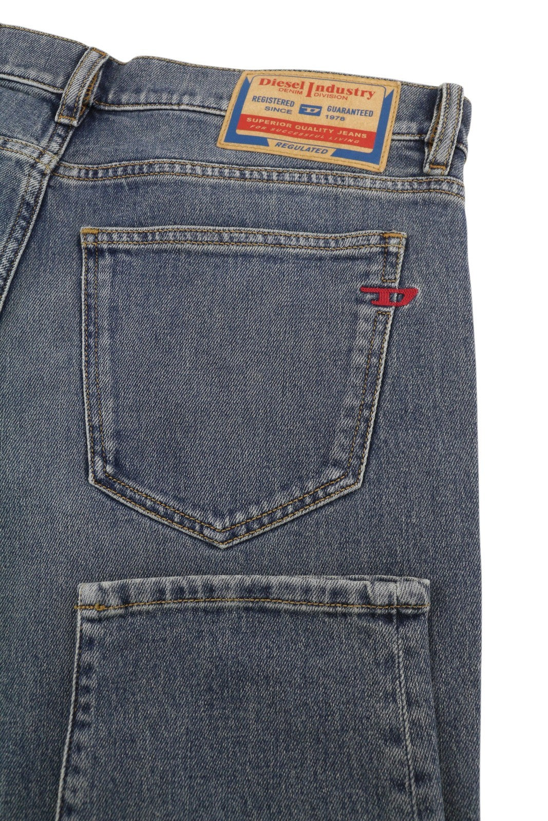 DIESEL 2019 D-Strukt 09F74 Men Jeans W34/L30 Washed Denim Blue Slim Zip RRP€175