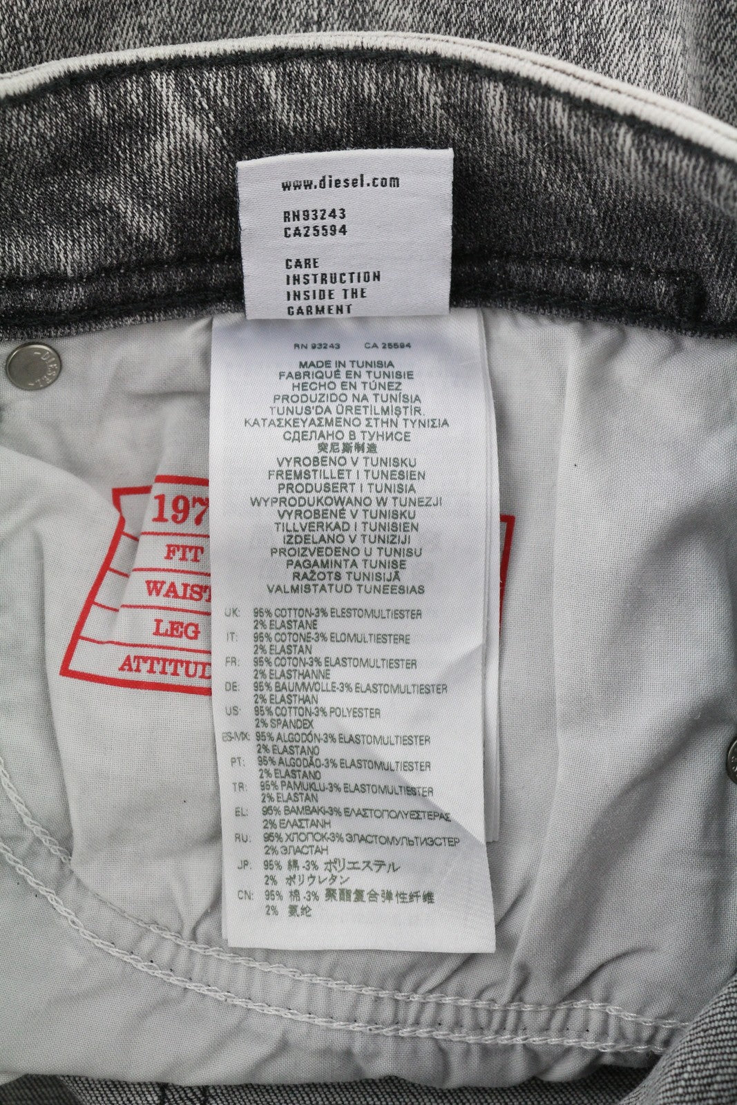 DIESEL 1979 Sleenker 09D89 Mens Jeans W32/L30 Stretchy Skinny Leg Grey RRP€195