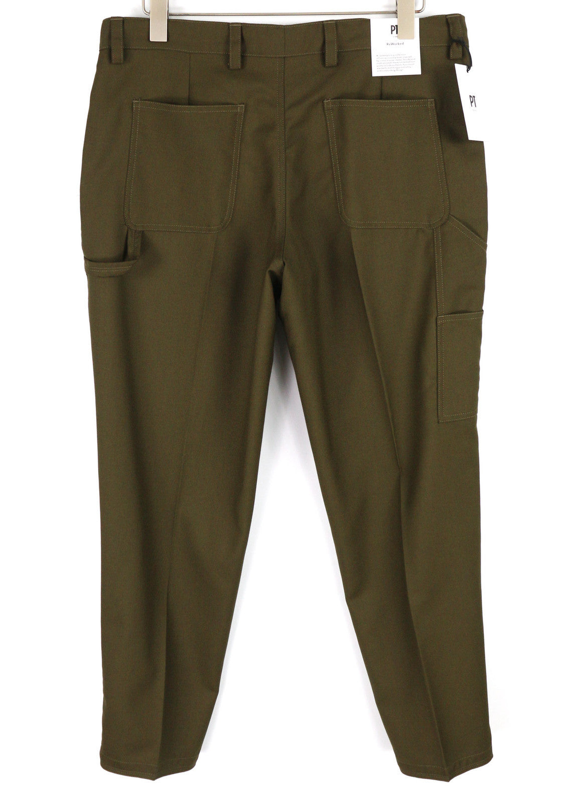 PT TORINO The Worker Men Trousers W30 Brown Fleece Wool Blend Tapered Buttoned