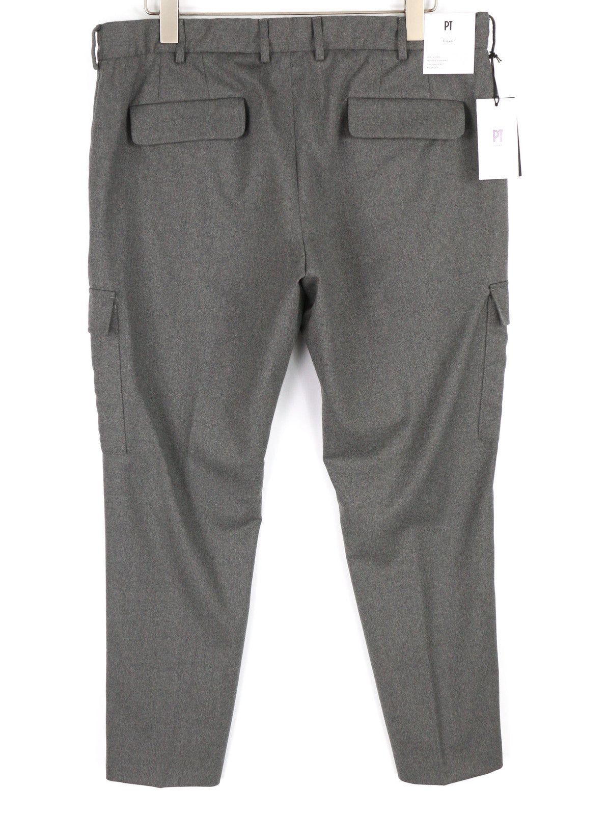 PT TORINO Lamda Men Trousers 54 W37 Fleece Wool Blend Zipper Tapered Fit Melange