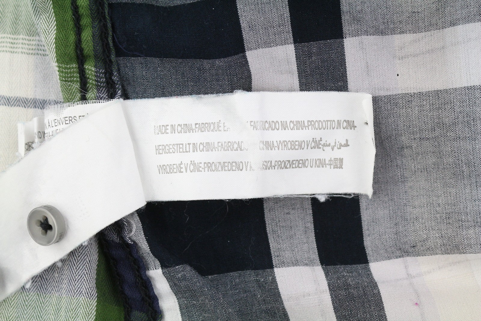 DESIGUAL Men Shirt M Casual Roll-Up Buttoned Spread Neck Plaid Logo Regular Fit