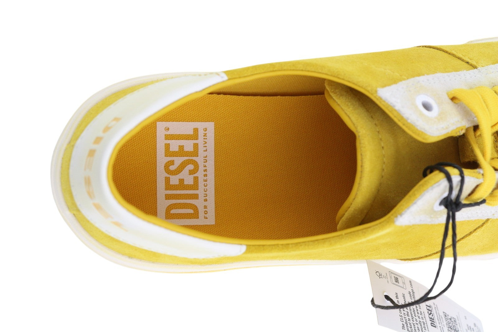 DIESEL S-Mydori Lc Mens Sneakers EU44.5 Yellow Suede Leather Low Top RRP€160