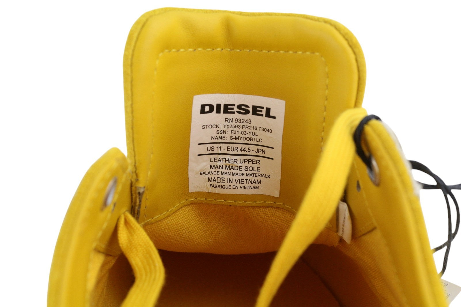 DIESEL S-Mydori Lc Mens Sneakers EU44.5 Yellow Suede Leather Low Top RRP€160