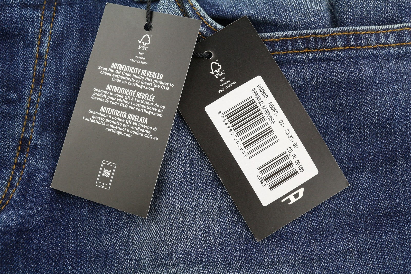 DIESEL Tepphar-X RB062 Men Jeans W33/L32 Washed Denim Blue Slim Fit RRP€175