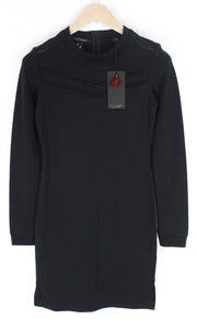 MAISON SCOTCH Womens Black Stretch Dress XS Cotton Blend Long Sleeve Short