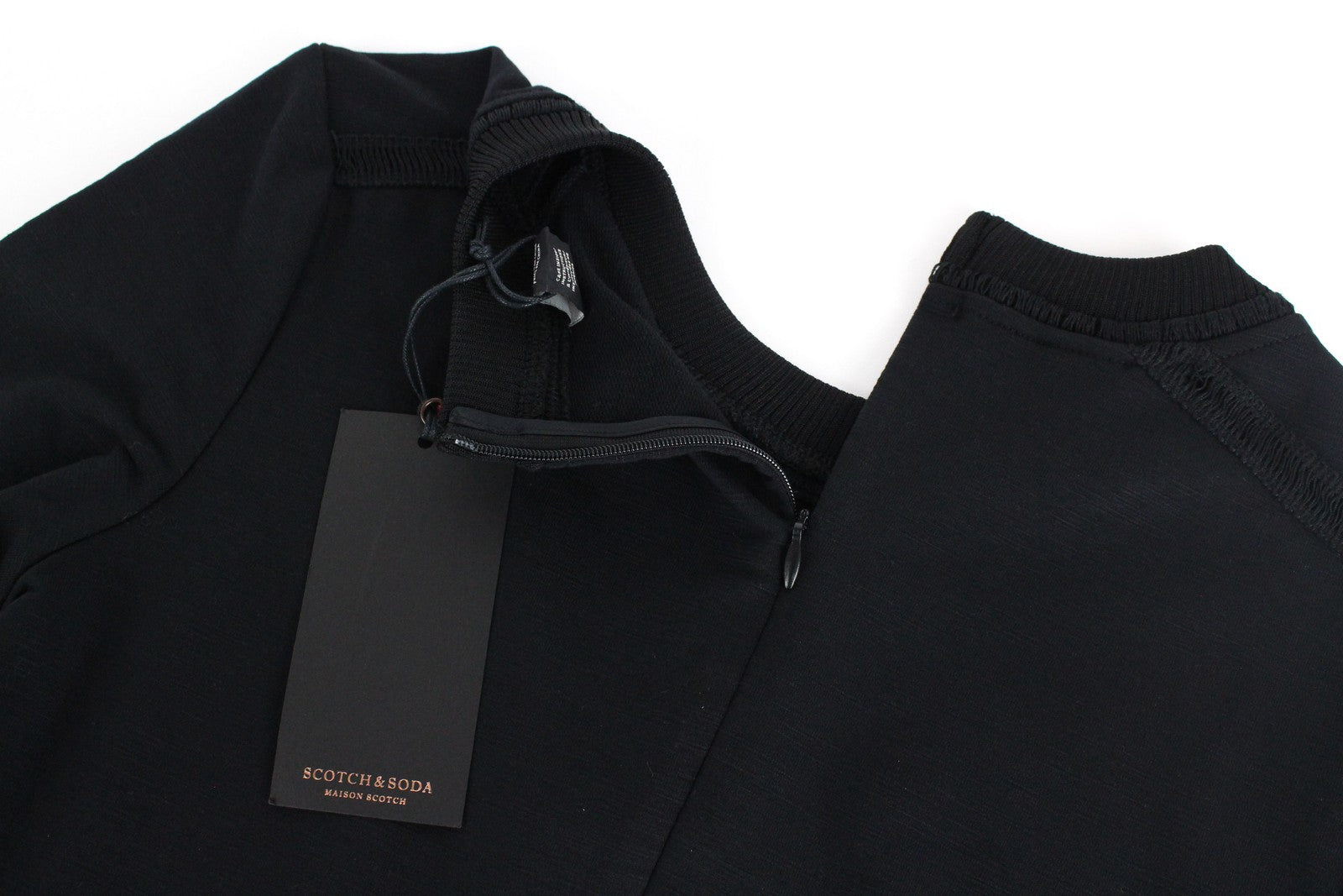 MAISON SCOTCH Womens Black Stretch Dress XS Cotton Blend Long Sleeve Short