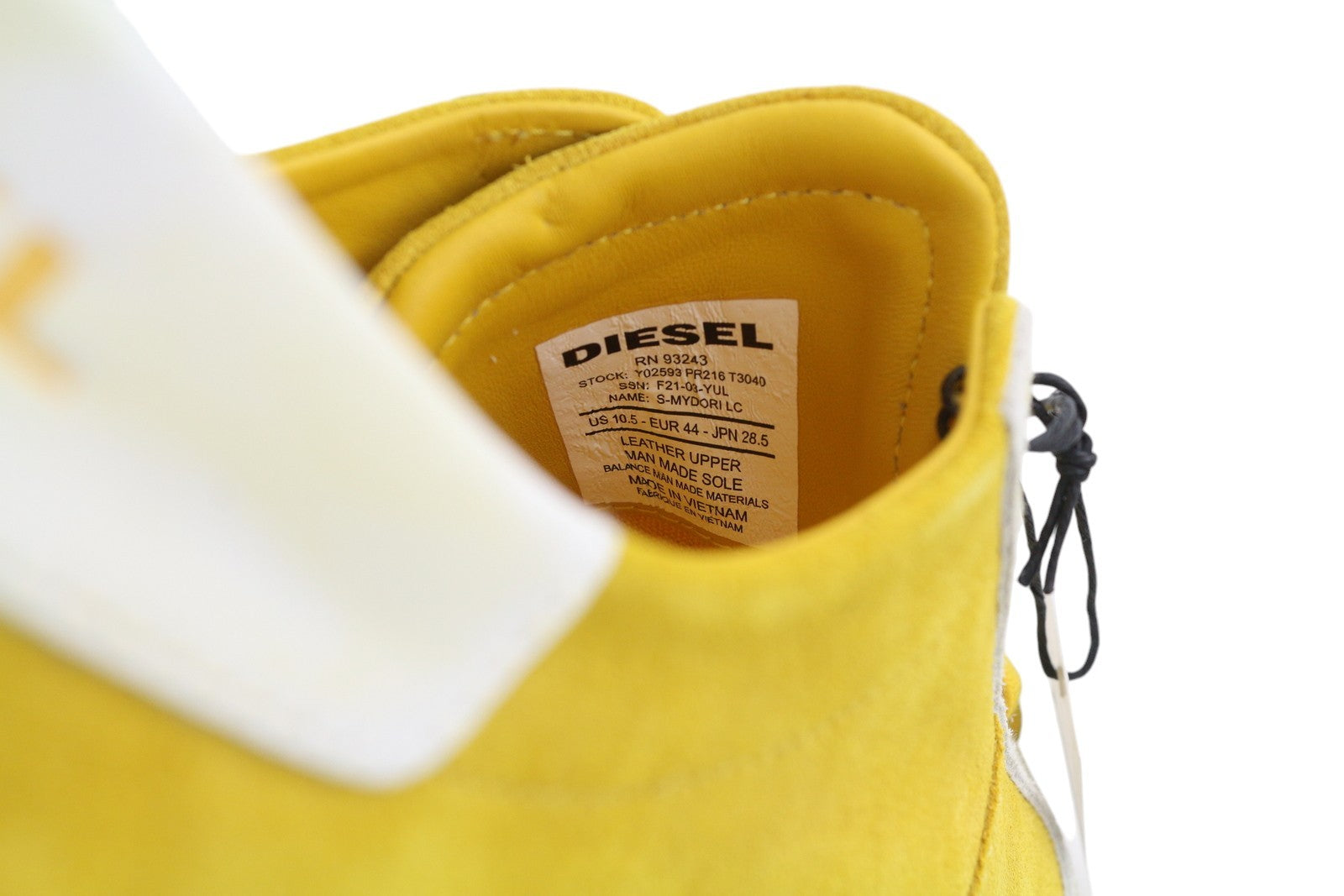DIESEL S-Mydori Lc Mens Sneakers EU44 Yellow Suede Leather Low Top  RRP€160