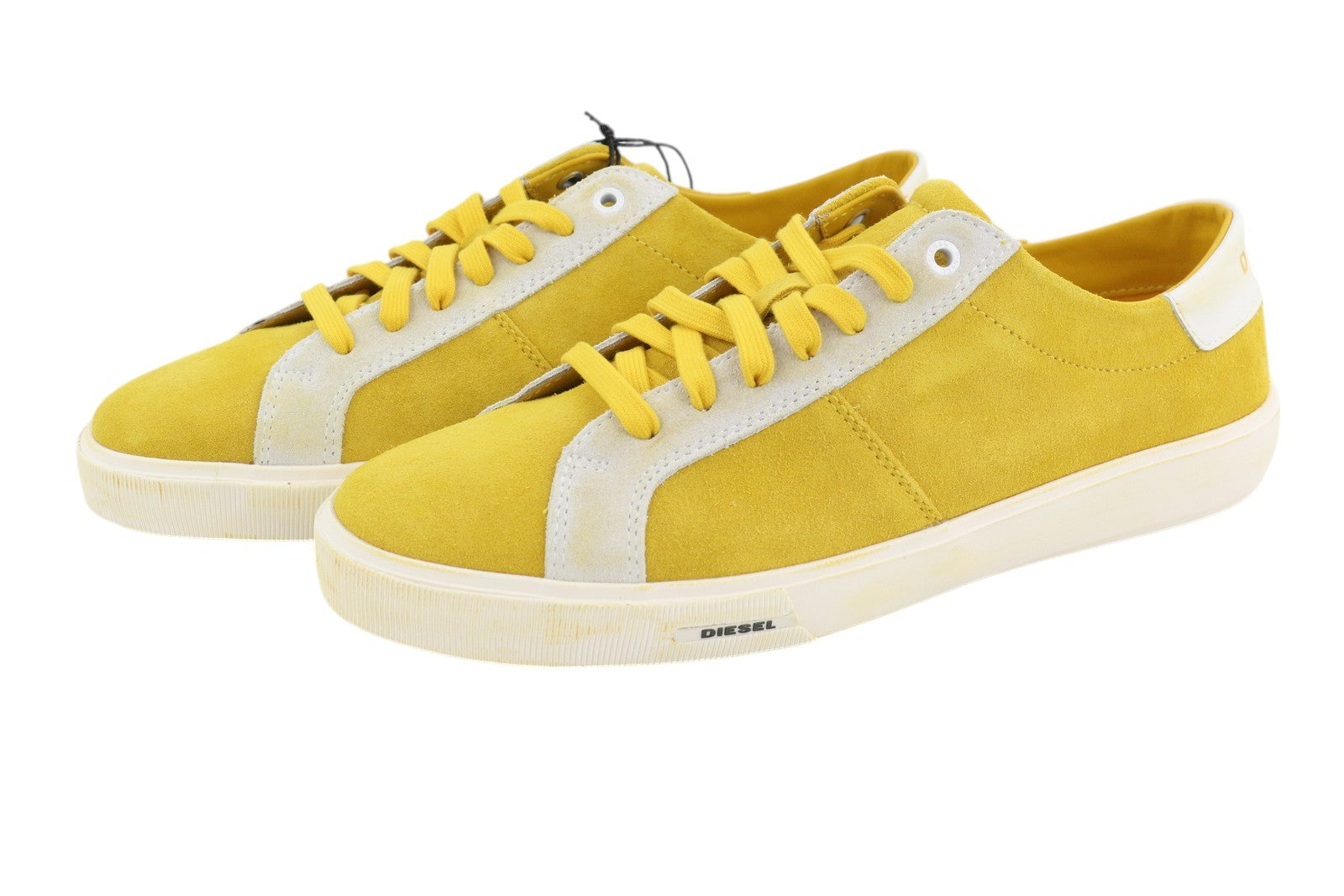 DIESEL S-Mydori Lc Mens Sneakers EU44 Yellow Suede Leather Low Top  RRP€160