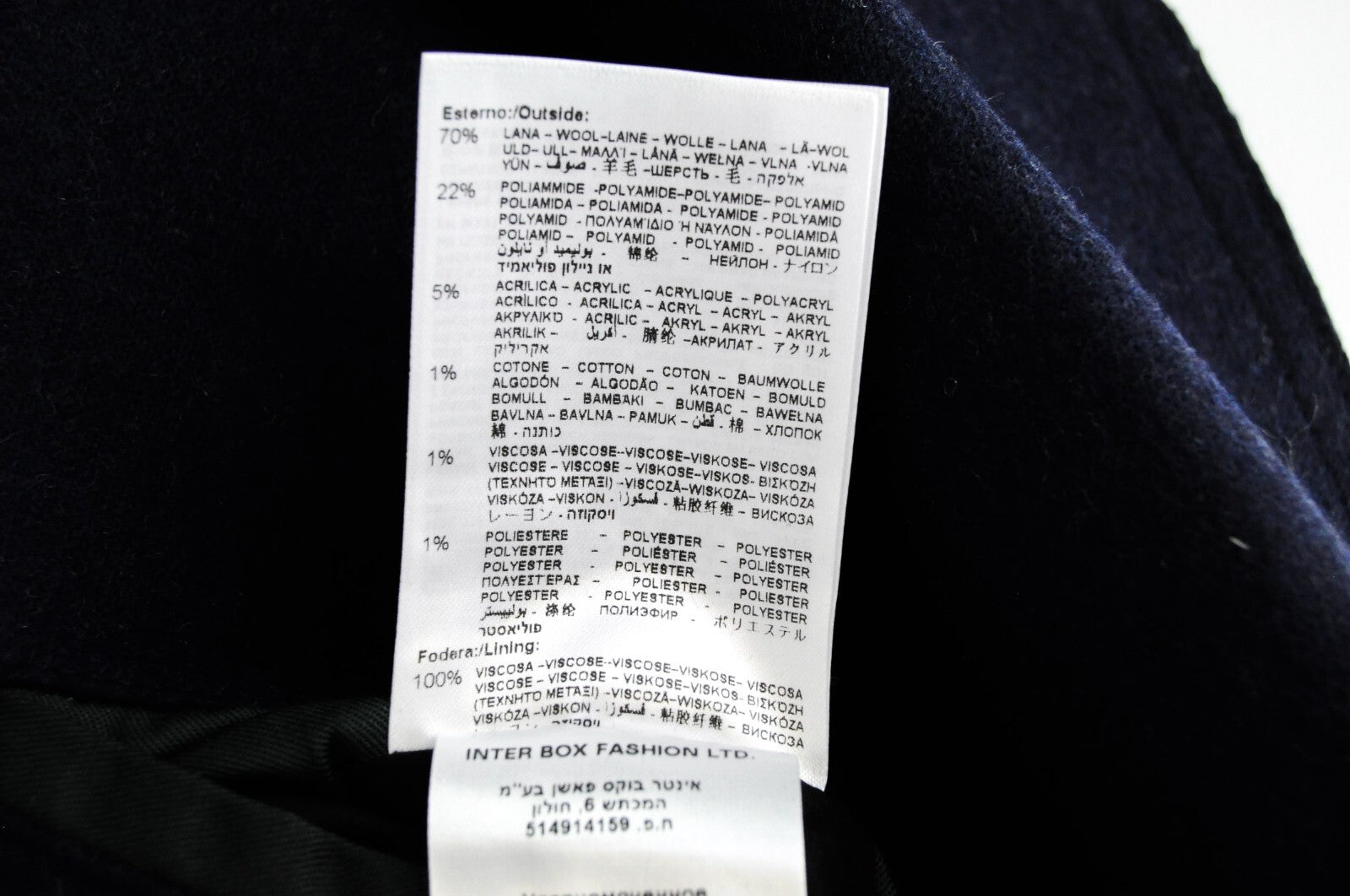 REPLAY Mens Navy Coat 50 Wool Cotton Blend Peak Collar Double-Breasted Warm