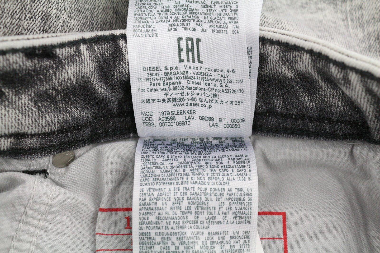 DIESEL 1979 Sleenker 09D89 Mens Jeans W36/L34 Stretchy Skinny  RRP€195 Grey
