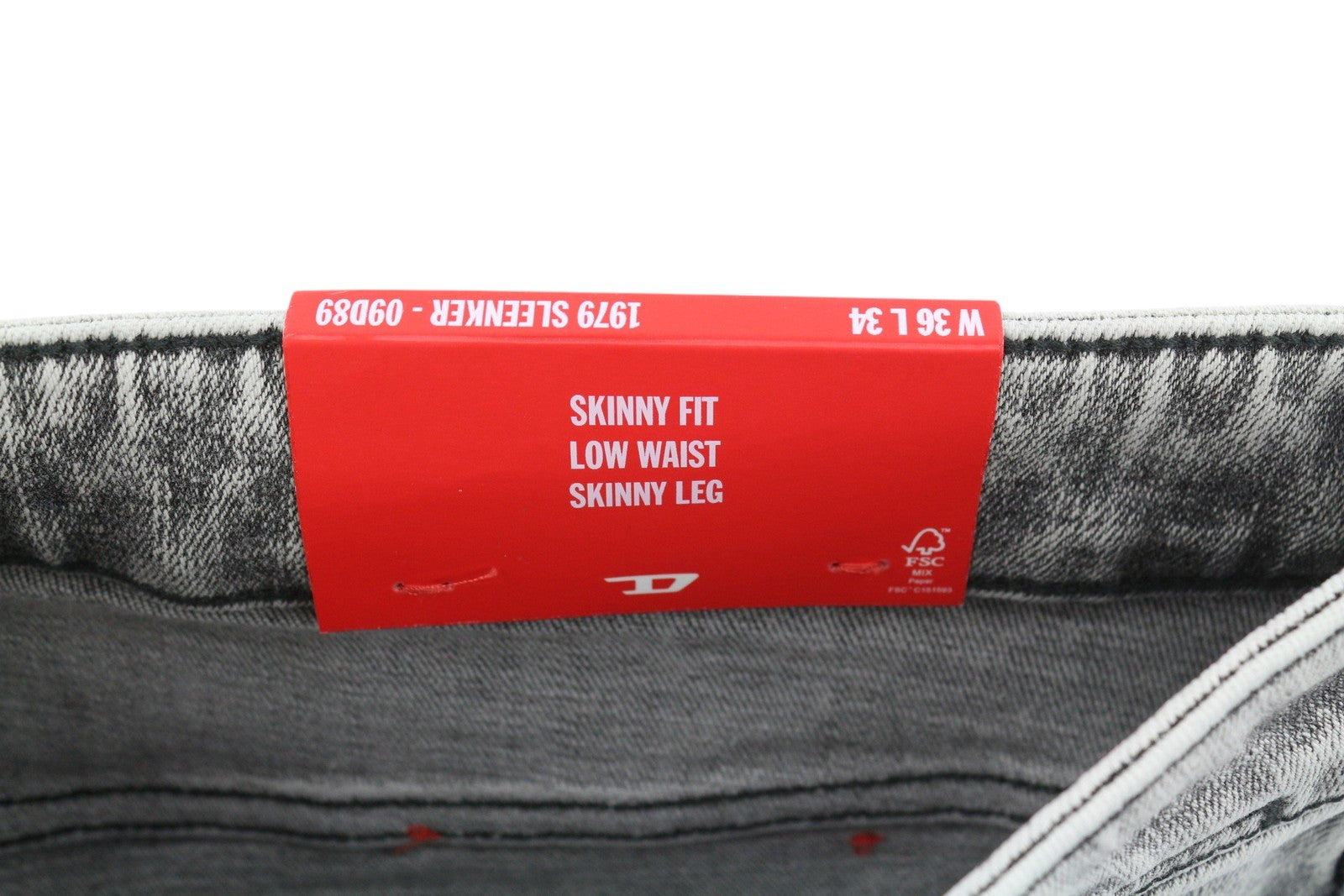 DIESEL 1979 Sleenker 09D89 Mens Jeans W36/L34 Stretchy Skinny  RRP€195 Grey