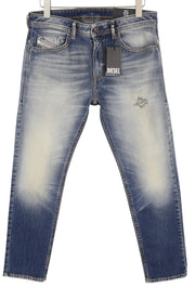 DIESEL Thommer-X R80IC Men Jeans W33/L30 Slim  Low Waist Distress Blue RRP€250