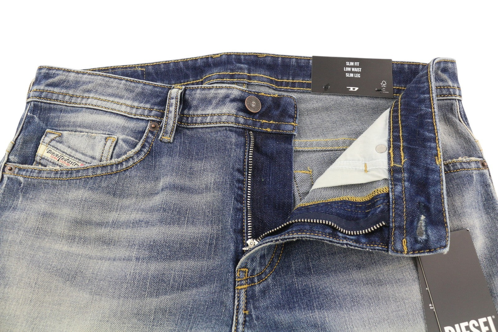 DIESEL Thommer-X R80IC Men Jeans W33/L30 Slim  Low Waist Distress Blue RRP€250