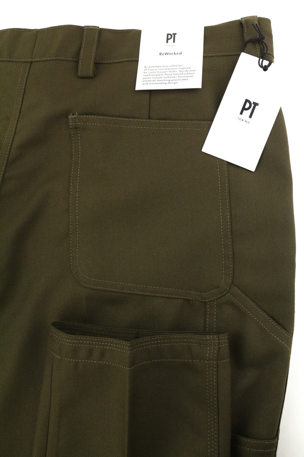 PT TORINO The Worker Men Trousers W36 Brown Fleece Wool Blend Tapered Buttoned