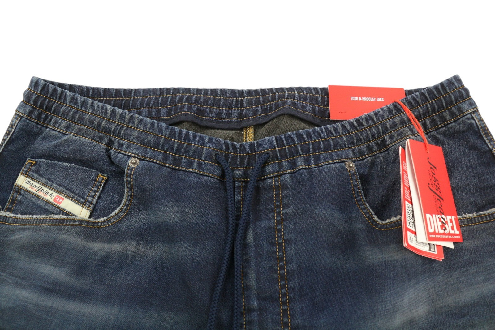 DIESEL 2030 D-Krooley Jogg 068JA Men Jeans W38 Drawstring Waist Blue RRP€325