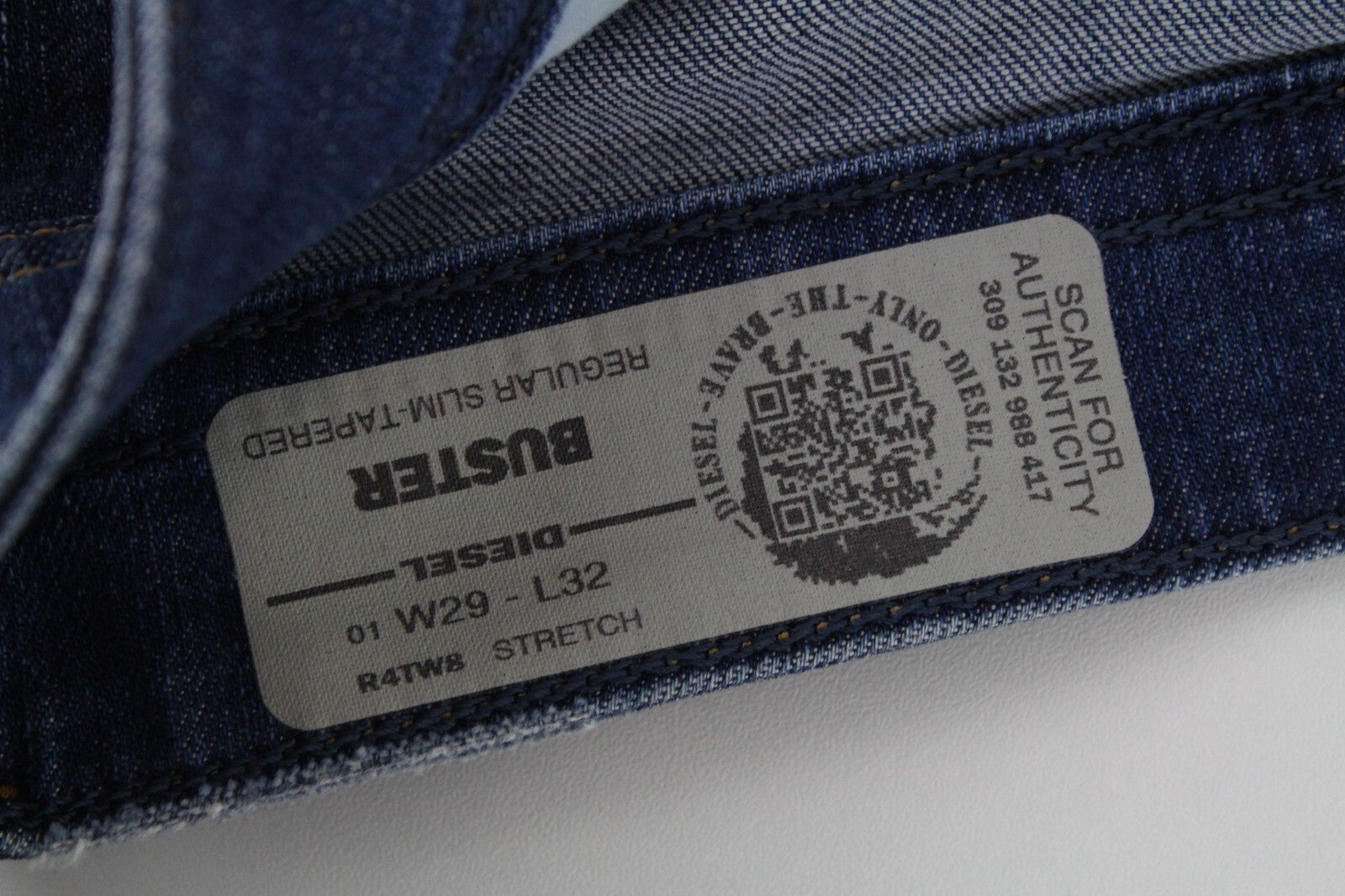 DIESEL Buster R4TW8 Men's Jeans W29/L32 Slim Tapered Blue Stretch Cotton Ripped