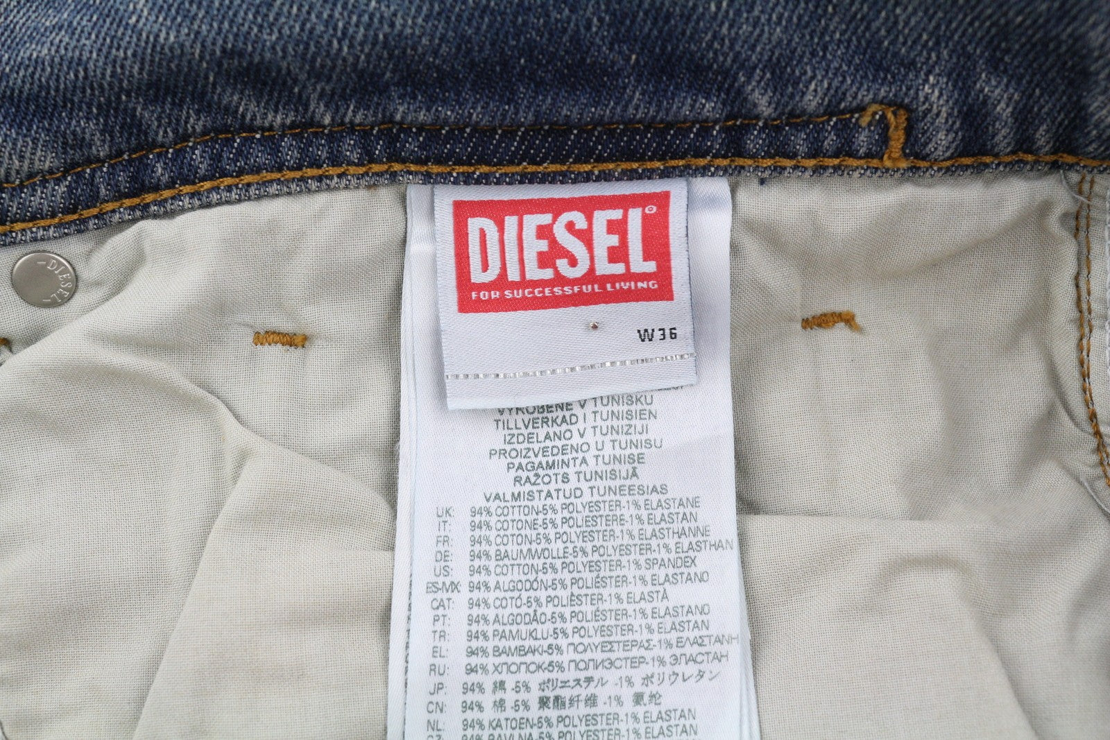 DIESEL 2023 D-Finitive 09F74 Men Jeans W36/L32 Regular Tapered Leg Blue RRP€175