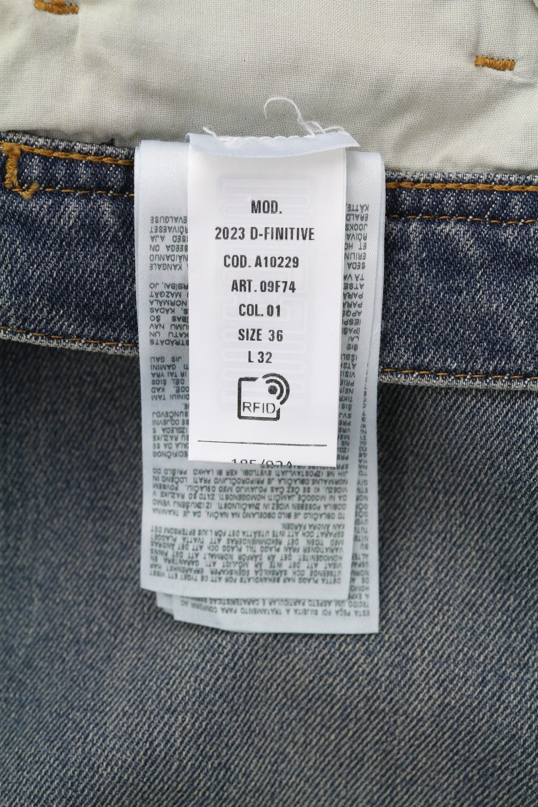 DIESEL 2023 D-Finitive 09F74 Men Jeans W36/L32 Regular Tapered Leg Blue RRP€175