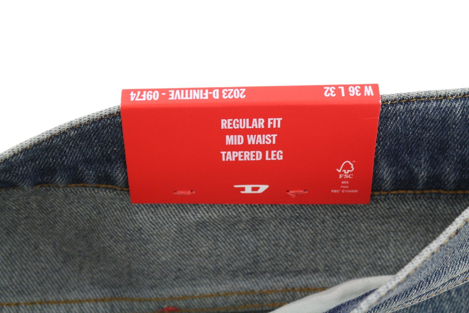 DIESEL 2023 D-Finitive 09F74 Men Jeans W36/L32 Regular Tapered Leg Blue RRP€175