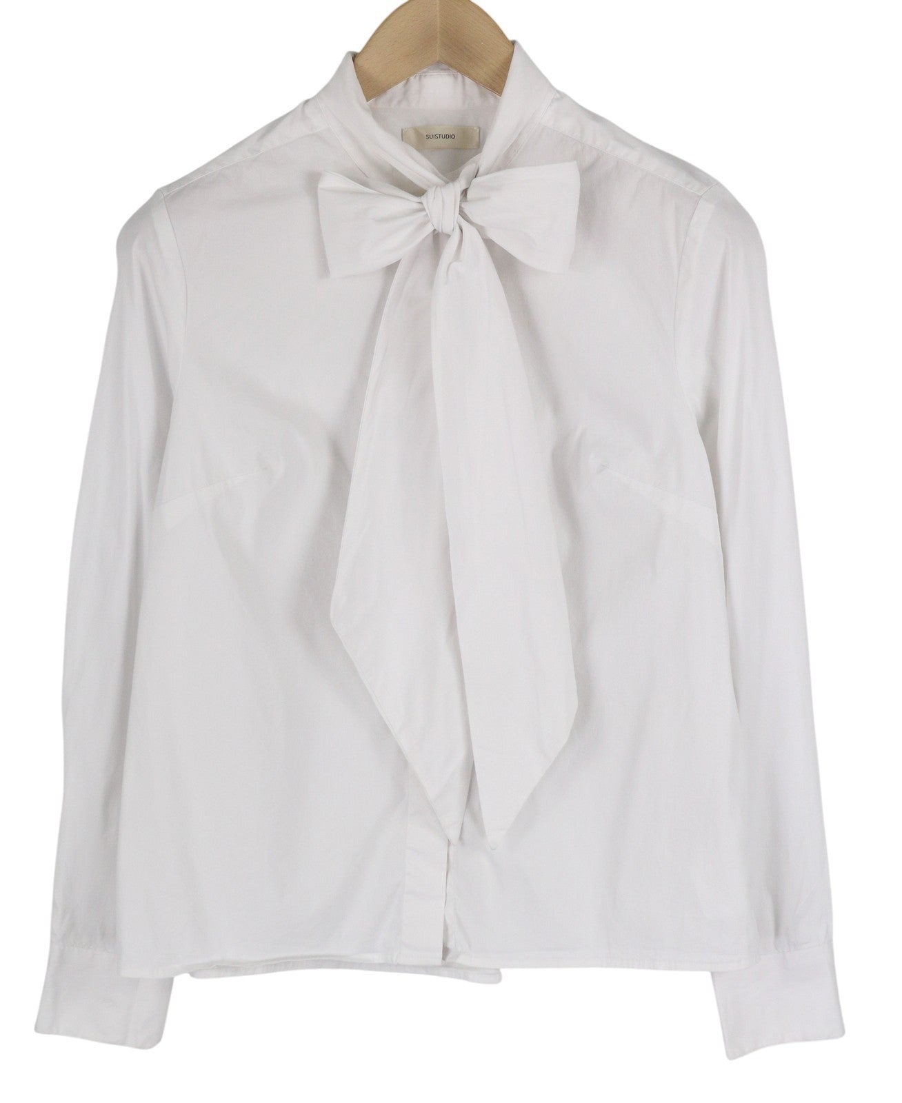 SUISTUDIO Campbell Women Shirt UK14 White Self Tie Bow Detail Buttoned Collared