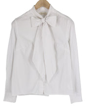 SUISTUDIO Campbell Women Shirt UK14 White Self Tie Bow Detail Buttoned Collared