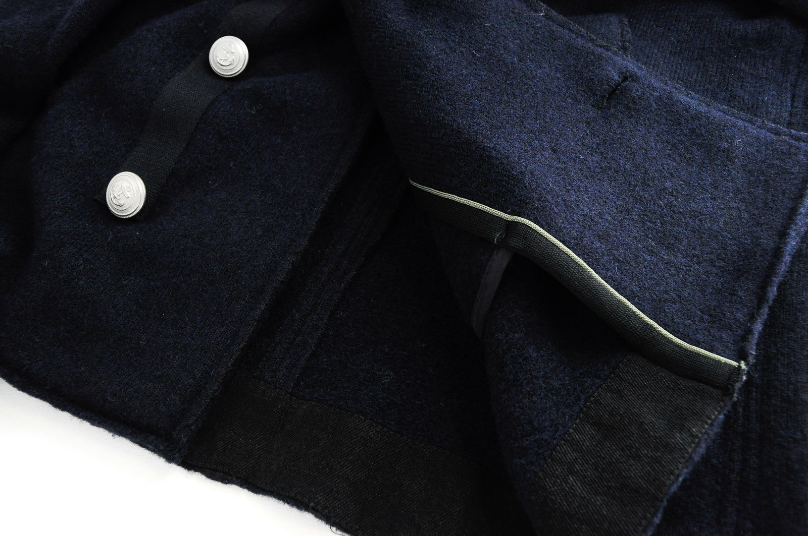 REPLAY Mens Navy Coat L Wool Blend Double-Breasted Lined Smart RRP€329