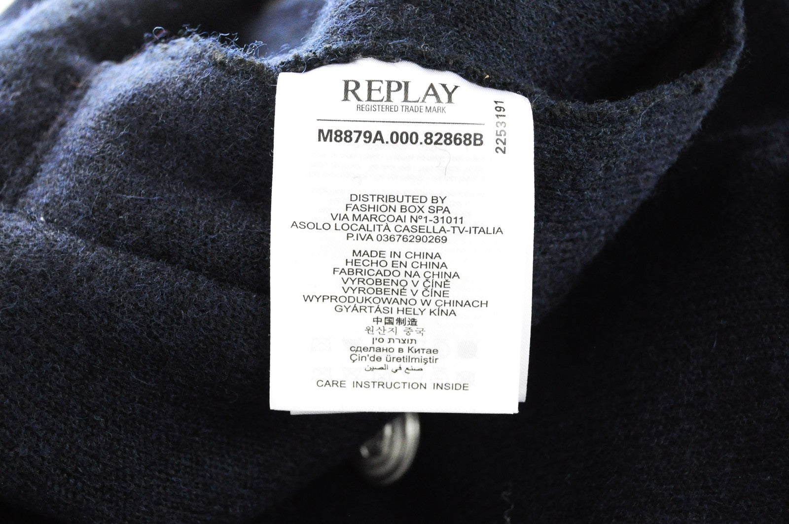 REPLAY Mens Navy Coat L Wool Blend Double-Breasted Lined Smart RRP€329