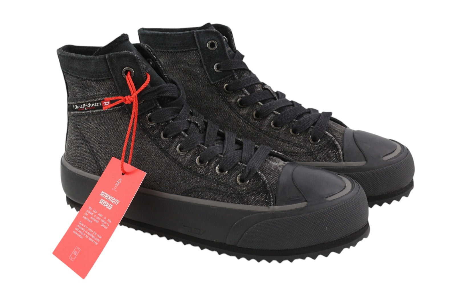 DIESEL S-Principia Mid Mens Sneakers EU41 Black High Lace Almond Toe RRP€160