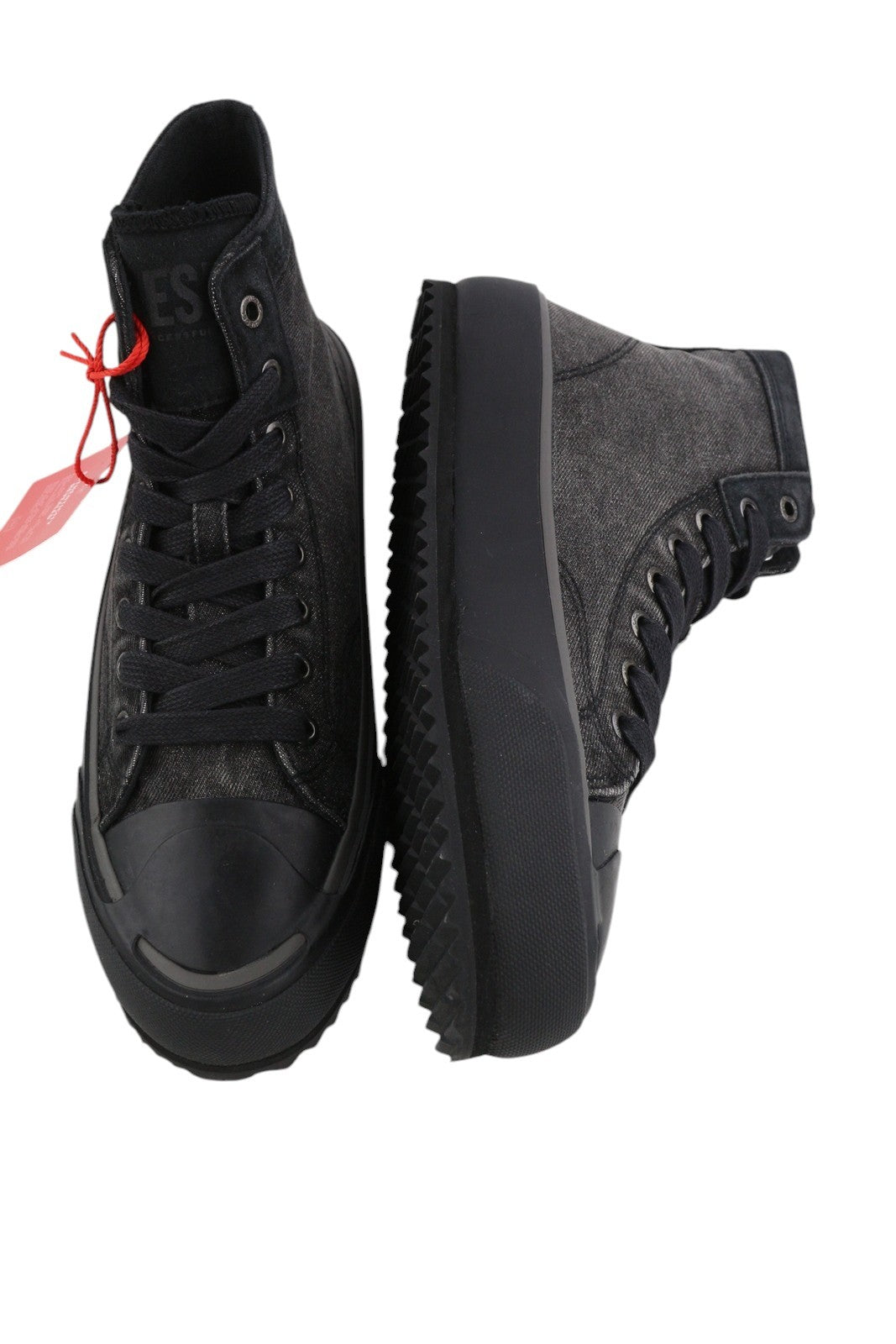 DIESEL S-Principia Mid Mens Sneakers EU41 Black High Lace Almond Toe RRP€160